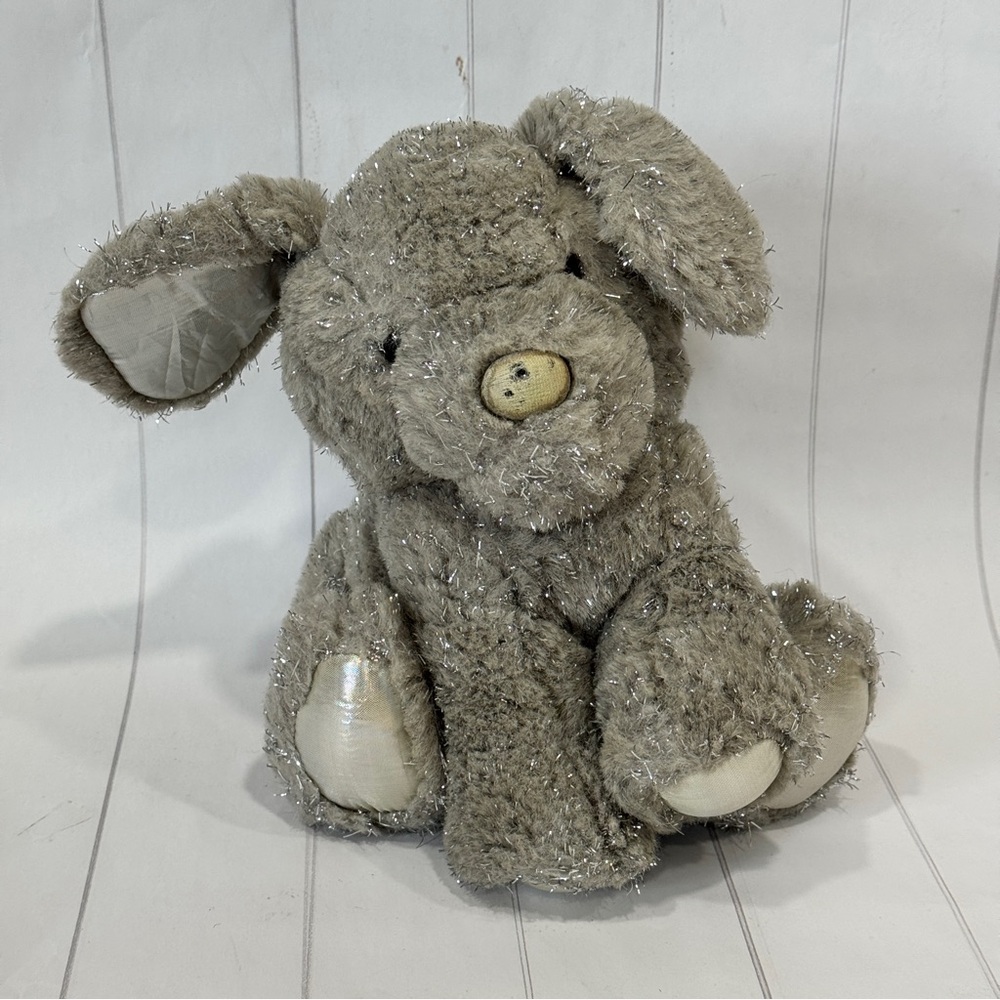 VTG 80s Dakin 1988 Sparkly Gray Puppy Dog Plush Stuffed Animal 9" Girls Toy - Picture 1 of 7